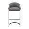 Armen Living Atherik Bar Stool in Black Metal with Gray Faux Leather 840254335820 - alternate 4